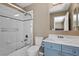 Well-lit bathroom featuring a shower, vanity, and toilet at 364 Trentino Alto St, Henderson, NV 89012