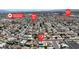 Neighborhood aerial view displaying nearby schools, residential streets, and community landscape at 6628 Celeste Ave, Las Vegas, NV 89107