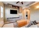 Loft featuring modern media center, comfortable seating, and carpeted floors at 6897 Linda Creek Ct, Las Vegas, NV 89178