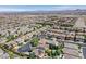 A diverse neighborhood captured from above showcasing houses with beautiful landscaping and a community park at 7033 Twin Forks Peak St, Las Vegas, NV 89166