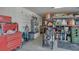 Garage space with shelving and organizational tools at 171 Weeping Willow Ct, Pahrump, NV 89048