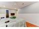 Bright bedroom featuring a ceiling fan, and light blue accent wall at 1818 Waldman Ave, Las Vegas, NV 89102