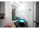 Contemporary bathroom featuring a unique vessel sink and stylish fixtures, creating a modern look at 1843 Mimosa Ct, Henderson, NV 89014