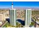Stunning aerial view of the luxurious high rise with strip views in a vibrant cityscape setting at 222 Karen Ave # 1702, Las Vegas, NV 89109