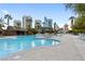 A relaxing pool area with palm trees and lounge chairs with views of city buildings at 222 Karen Ave # 1702, Las Vegas, NV 89109