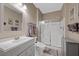 Clean and well-maintained bathroom with a shower and vanity at 249 Cinnamon Ridge Way, Henderson, NV 89015
