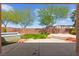 Backyard featuring a hot tub, small green space, and mature landscaping at 10348 Hawks Wing St, Las Vegas, NV 89178