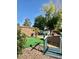 Exterior view of backyard featuring green landscaping and decorative gravel at 1461 Harmony Hill Dr, Henderson, NV 89014