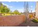 Backyard brick wall with drought tolerant landscaping at 262 Cielito Lindo St, Henderson, NV 89012