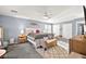 Primary bedroom features carpet, ceiling fan and light blue painted walls at 262 Cielito Lindo St, Henderson, NV 89012