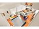 Open concept living room with high ceilings, fireplace, and hardwood floors at 262 Cielito Lindo St, Henderson, NV 89012