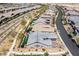 An aerial view of a residential neighborhood featuring desert landscaping and block wall fences at 2931 Raywood Ash Dr, Las Vegas, NV 89138