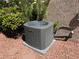 Exterior home AC unit surrounded by red rock and green shrubbery at 3028 Ripon Dr, Las Vegas, NV 89134