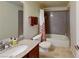 Well-lit bathroom featuring a vanity with granite countertop and a shower-tub combination at 4990 River Glen Dr # 171, Las Vegas, NV 89103