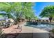 Backyard retreat showcasing a sparkling pool, lush landscaping, and inviting lounge area at 5913 Audria Falls Ave, Las Vegas, NV 89131