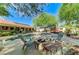 Backyard boasts pool, spa, fire pit and seating areas perfect for relaxation and entertainment at 5913 Audria Falls Ave, Las Vegas, NV 89131