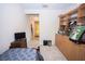 Cozy bedroom with built in storage and a neutral color scheme at 5935 Saddle Horse Ave, Las Vegas, NV 89122