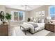 Relaxing bedroom features a neutral palette, bright windows, and modern furnishings at 636 Pacific Cascades Dr, Henderson, NV 89012