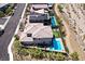 Wonderful aerial view of the backyard, pool, spa and desert landscaping in this Gathering home at 786 Etter Creek St, Las Vegas, NV 89138