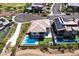 Stunning aerial view of a home with a private pool and a manicured backyard at 786 Etter Creek St, Las Vegas, NV 89138