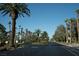 Streetscape featuring lush green landscaping and graceful trees lining the road at 832 Gallery Course Dr, Las Vegas, NV 89148