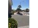 Long driveway with desert landscaping and palm trees adding curb appeal at 10036 Keysborough Dr, Las Vegas, NV 89134
