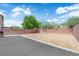 Large backyard ready for customization, featuring partial concrete area and brick perimeter wall at 10045 Natchez Trace St, Las Vegas, NV 89178