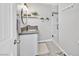 A modern bathroom featuring a marble shower, sleek vanity, and updated fixtures at 105 Shadow Ln, Las Vegas, NV 89106