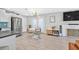 A cozy kitchen with a fireplace, stainless steel appliances, and an open design at 105 Shadow Ln, Las Vegas, NV 89106