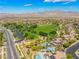 This aerial shows the community's layout and proximity to parks, offering scenic views at 11901 Luna Del Mar Ln, Las Vegas, NV 89138
