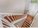 Stairway featuring wood stairs with white railing at 11901 Luna Del Mar Ln, Las Vegas, NV 89138