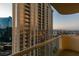 A high rise exterior shot during sunset as seen from a unit balcony at 135 E Harmon Ave # 2821, Las Vegas, NV 89109