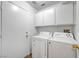 Laundry room featuring appliances and extra storage at 641 Bay Bridge Dr, North Las Vegas, NV 89032