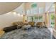 Elegant living room with high ceilings, tall windows, and stylish furniture creating a luxurious space at 8215 Crow Valley Ln, Las Vegas, NV 89113