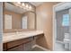 Bathroom features a vanity with sink and mirror, complemented by an open en-suite bathroom at 9217 Valley Betica Ave, Las Vegas, NV 89148
