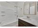 Clean bathroom featuring shower-tub, single sink vanity, and neutral finishes at 9327 Ettrick Ct, Las Vegas, NV 89178