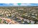 Panoramic aerial shot of a neighborhood, highlighting its proximity to the Las Vegas Strip and downtown area at 9513 Yucca Blossom Dr, Las Vegas, NV 89134