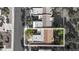 Birds-eye view focusing on the roof and backyard of a residential property in a well-maintained neighborhood at 9513 Yucca Blossom Dr, Las Vegas, NV 89134