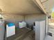 Covered outdoor laundry area features a washer, dryer, and ample space at , Las Vegas, NV 89104