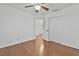 Spacious bedroom featuring hardwood floors and a ceiling fan at 2221 Grier Woods Ct, Las Vegas, NV 89134