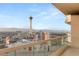 Picturesque balcony view featuring the Stratosphere Tower and the Las Vegas skyline at 2747 Paradise Rd # 2704, Las Vegas, NV 89109