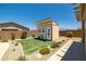 Well-maintained backyard with a storage shed and landscaped surroundings, offering a private outdoor space at 3568 E Malheur Ave, Pahrump, NV 89061