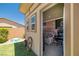 Inside of the backyard shed, designed as a recreational room with a couch, flags and an office chair at 3568 E Malheur Ave, Pahrump, NV 89061