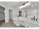 Bathroom with double sinks, a separate shower, and plenty of storage space at 632 Hitchen Post Dr, Henderson, NV 89011