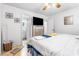 Bright bedroom with a ceiling fan, closet, and adjoining bathroom at 1001 Sulphur Springs Ln # 202, Las Vegas, NV 89128