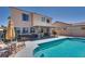 Relaxing backyard boasts a swimming pool, a covered patio, and a spa, perfect for outdoor living at 1048 Menands Ave, Las Vegas, NV 89123