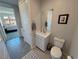 Stylish bathroom features a modern vanity and patterned tile flooring at 4717 S Maddington Ct, Pahrump, NV 89061