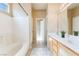 Bathroom with bathtub, double sink vanity, and plenty of space at 5031 Droubay Dr, Las Vegas, NV 89122