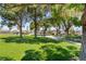 Community park with lush green spaces, mature trees and picnic benches for outdoor enjoyment at 5550 Ramirez St, North Las Vegas, NV 89031