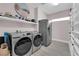 Functional laundry room with modern appliances, shelving, and built-in storage at 5788 Robin Ridge Ave, Las Vegas, NV 89141